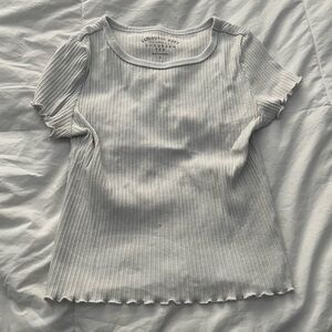 Aeropostale Ribbed Short Sleeve Tee - White